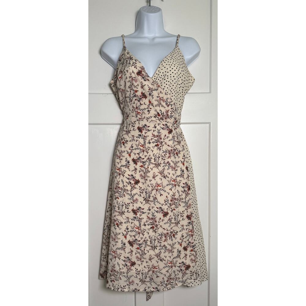 Paper Crane Wrap Dress Floral Polka‎ Dots Size MEDIUM